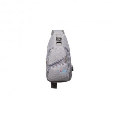 Rusac sling cu port USB extern, gri, 32x16cm